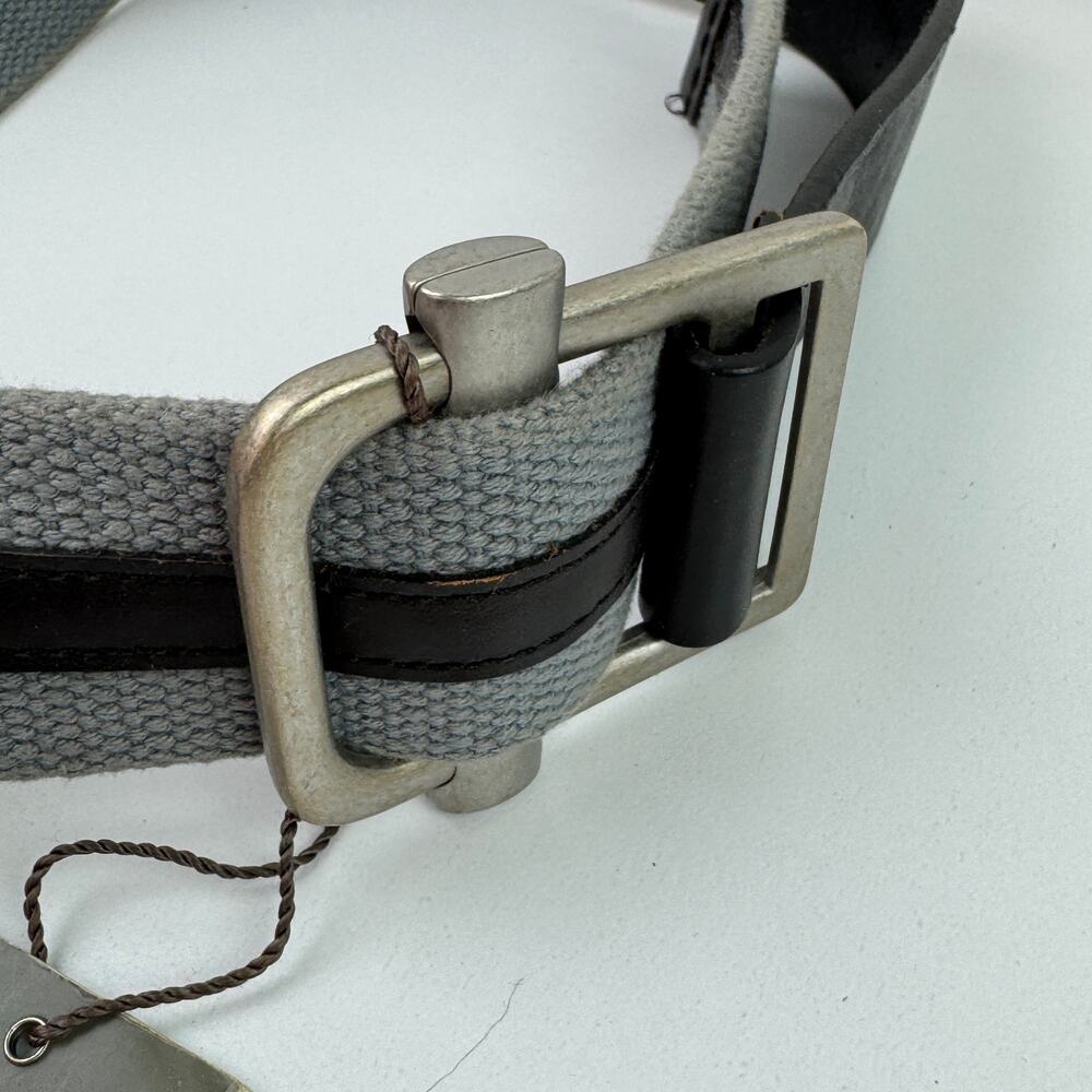 7 For All Mankind Belt Gray Black Striped Rigger Buckle Hardware Sz X-Small NWOT - Picture 2 of 6